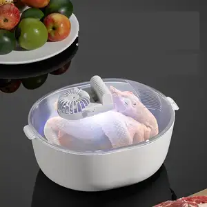 Machine à décongeler la viande 4 en 1 Récipient de conservation de la viande Outil de décongélation de la viande pour les aliments Outil de fonte de glace anti-poussière avec passoire