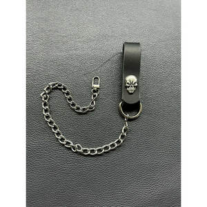 Chaîne de portefeuille de motard avec boucle de ceinture en cuir et bouton pression concho - Product Image 1