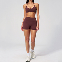 Nouvel ensemble de yoga à col ajusté, ensemble short respirant à séchage rapide, tenue de sport décontractée transfrontalière pour femme