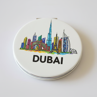Großhandel Benutzerdefiniertes Logo-Design Bedruckter Dubai-Souvenir Kleiner Schminkspiegel
