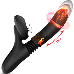 Vibratore Rabbit per Stimolazione Clitoridea con 7 Modalità Potenti, Funzione Leccante, Pulsante e Riscaldante, Dildo Vibrante in Silicone Nero per Donne - Product Image 1