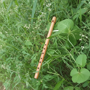 Flauta de madera original con detalles de bambú hechos a mano, perfecta para enseñar música a estudiantes y practicar - Product Image 1