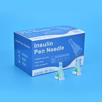 Lot de 100 aiguilles pour stylo à insuline vertes de 32G 4mm, stérilisées individuellement, stérilisées à l'oxyde d'éthylène, vétérinaires, CE ISO