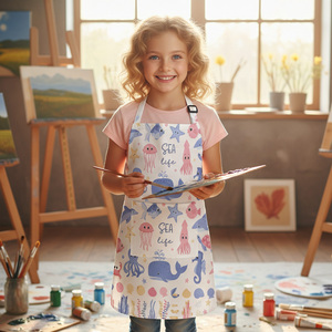 Babero de cocina ajustable para niños, <span class=keywords><strong>delantal</strong></span> de cocina personalizado, conjunto de sombrero de Chef, <span class=keywords><strong>delantal</strong></span> de poliéster sin mangas reutilizable para pintura de niños - Product Image 3
