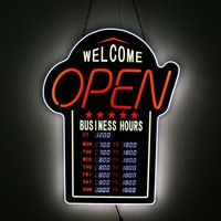 Panneau LED personnalisable avec affichage numérique des heures d'ouverture