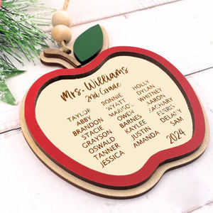 Grabado Adorno de madera <span class=keywords><strong>Estudiante</strong></span> Nombre Día del maestro Regalos Graduación Tarjetas de regalo manzana - Product Image 1