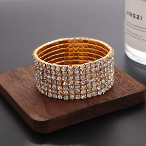 Bracelets de charme classiques coréens tendance pour femmes, élastiques en caoutchouc, entièrement ornés de diamants, vente en gros B053 - Product Image 3