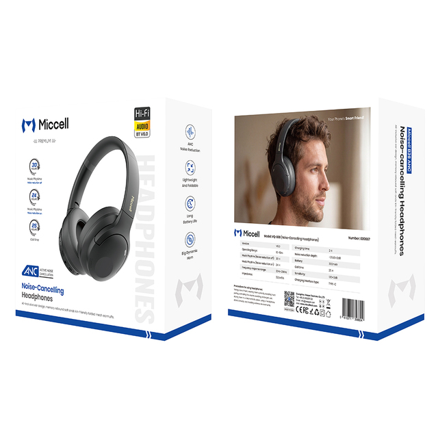 Auriculares Miccell Over-ear Con ANC, , Sonido De Alta Calidad Y Comodos Para Usar En Deportes.