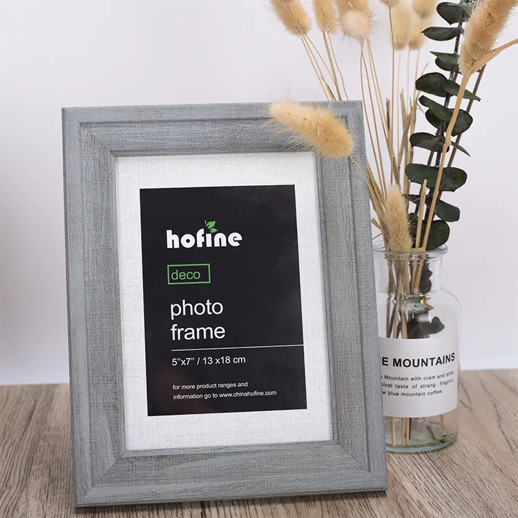 HOFINE Plastic Picture Frames customizable grey wood grain decoration Wholesale Photo frame