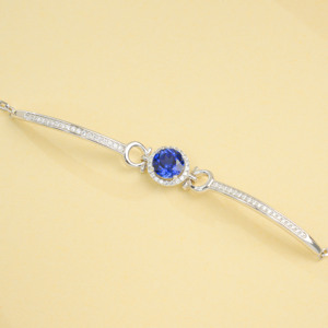 Pulsera de Plata 925 con Zafiro Azul Cultivado, un Elegante Regalo Diario de Cumpleaños para Sorprender a Chicas - Product Image 1