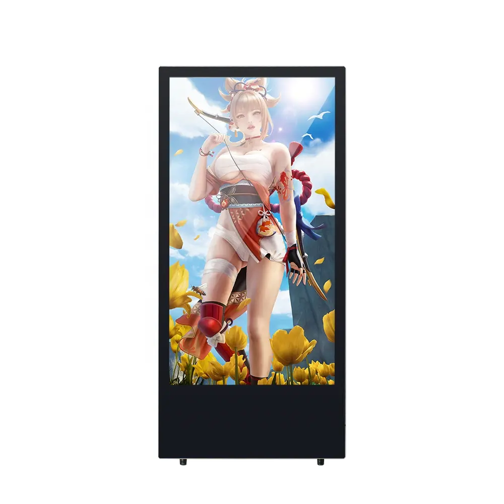 43-дюймовый портативный цифровой плакат с питанием от батареи напольный дисплей вывеска ультра-тонкий подвижный ЖК-рекламный экран киоск