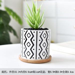 Maceta de Cerámica Geométrica Grande Hecha a Mano para Suculentas, Nueva Plataforma de Comercio Electrónico Transfronterizo, Decoración del Hogar Moderna, Mate, Pequeña - Product Image 6