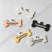 Ywyougang Personalisiertes Knochenförmiges Haustier-Anhänger, Edelstahl Blanko Hundeknochen-ID-Anhänger mit Individueller Lasergravur Haustier-Identifikationsgeschenk