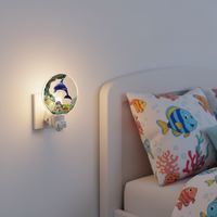 Veilleuse acrylique à thème océanique GL-HT Dolphin, ampoule à incandescence à brancher, blanc froid, petite, avec interrupteur marche/arrêt, pour chambre, salle de bain, couloir