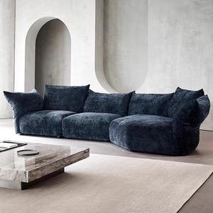 Sofá esquinero minimalista italiano de chenilla en forma de L, diseño semicircular para sala de estar, apartamento pequeño, muebles curvos modernos - Product Image 1
