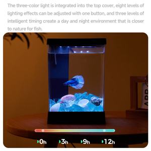 Aquário Inteligente Mini Quanying Pet QY-Z24 Edição Padrão Preto 140x140x210mm Acrílico de Alta Clareza com Luz LED de 8 Níveis - Product Image 2