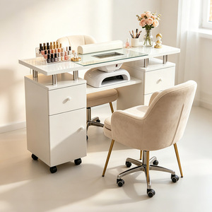 Table de manucure avec repose-mains et collecteur de poussière, bureau de maquillage haut de gamme pour salon de manucure, spa de beauté et studio professionnel - Product Image 1