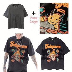 Design Custom Graphic <b>T</b> Shirt Men Vintage Hiphop Cotton Streetwear Oversized Tee Tops Cactus Jack Lightning Brown - Product Image 4