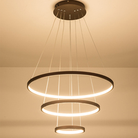 Lustre suspendu en aluminium 1 2 3 anneau led pendentif lumière pour hôtel salon