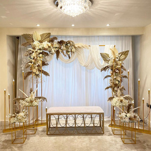 Nouvelle décoration de fond de scène, porte en fer, <span class=keywords><strong>arche</strong></span> dorée, support à fleurs, cadre télescopique pour mariage, <span class=keywords><strong>arche</strong></span> de mariage - Product Image 4