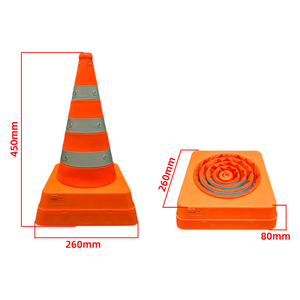Cono di Sicurezza Pieghevole con Striscia LED Retrattile da 45cm, Cono di Emergenza Solare con Telecomando, Protezione IP65 per Autostrada - Product Image 2