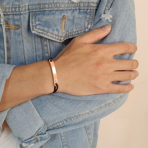 AAA+ Cubic Zirconia Diamond Couple <b>Bracelets</b> Wax Rope <b>Adjustable</b> Chain Custom Blank bar <b>Bracelet</b> - Product Image 4