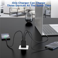 Chargeur rapide PD 65W 2C1A 3 ports, chargeur GaN, prise EU, adaptateur de charge rapide multi-ports portable pour téléphone portable, ordinateur portable