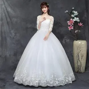 2022 Factory supply cheap plus size lace pregnant bridal wedding gown elegant women wedding dress