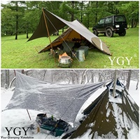 YGY 3.2*2.9M étanche jardin auvent Poly coton/TC bâche auvent parasol tente hamac toile pluie mouche hexagone pour Camping soleil