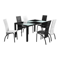 Table à manger en verre bon marché pour la salle à manger familiale nordique, 6 chaises