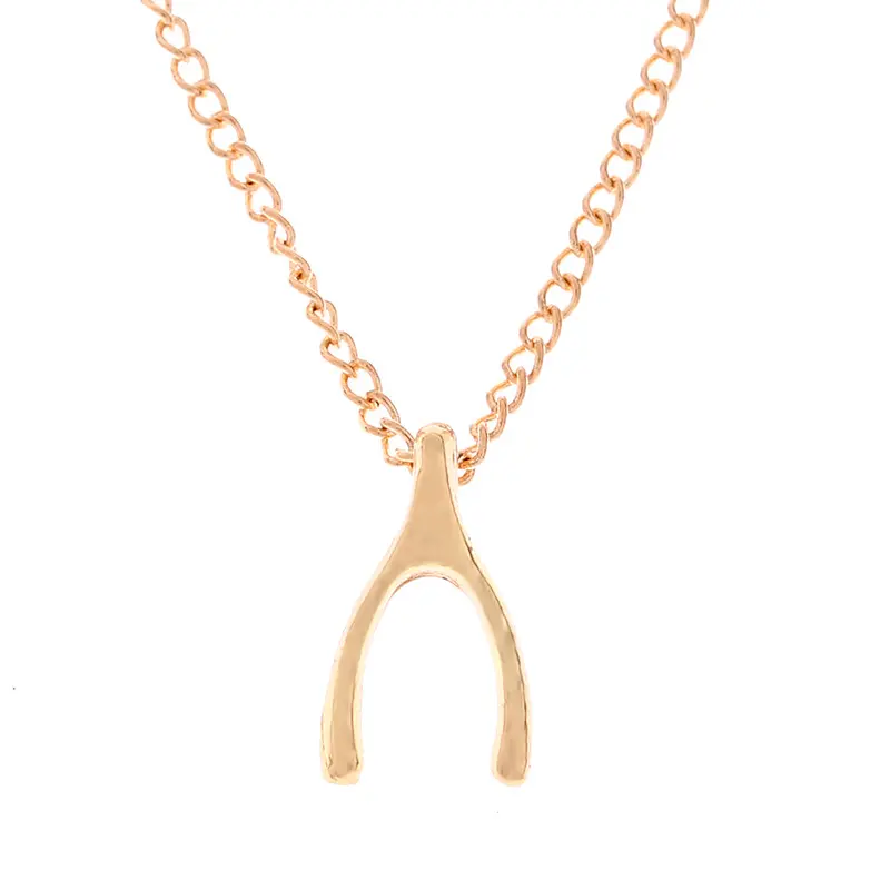 Nieuwe Plated Wish Bone Hanger Kettingen Voor Vrouwen Tiny Charm Lucky Coliers Verklaring Etnische Sieraden