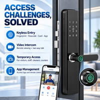 Serrure de porte intelligente WiFi Eseye en alliage d'aluminium avec reconnaissance d'empreintes digitales par semi-conducteurs, interphone vidéo TUYA et entrée sans clé