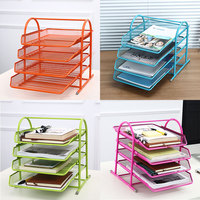 Organisateur de bureau extensible à 4 niveaux pour la maison, support de rangement en fil métallique portable pour documents A4, plateau de classement, étagère à livres