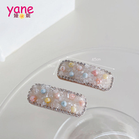 Pince à cheveux carrée coréenne en diamant pour enfants, style cristallin tendance et mignon, avec franges latérales et pinces pour filles