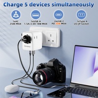 Worldplug GaN 20W USB Adaptateur de chargeur de voyage International Universal World Plug pour ordinateur portable Compatible avec les fonctions PD & QC3.0