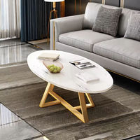 Table basse en métal robuste en forme de X, plateau ovale de 120 cm, mobilier modulaire pour salon, stable pour usage résidentiel et commercial