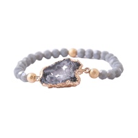 Bracelets ajustables personnalisés en perles de 8 mm, bijoux Druzy, pierres précieuses brutes, pierres naturelles, bracelet en cristal