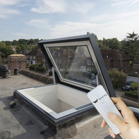Fenêtre de toit rétractable automatique moderne, populaire, en alliage d'aluminium, avec vitrage, pour faux grenier, balcon, véranda, ou fenêtre à battant verticale