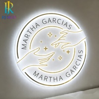 Impresionante Letrero Circular de Acrílico con Luz de Neón, Acabado Dorado Espejo, Texto Claro en Placa LED para Salón de Uñas, Estudio de Belleza, Decoración de Pared Interior
