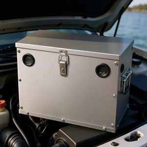 Caja de Batería de Acero Inoxidable Grupo 24 31 con Manija de Bloqueo Marina y Ojales de Goma para Cables para Automóviles - Product Image 2