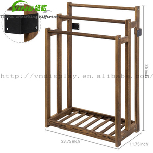 Modern Fashion Dark Brown Wood Heated Three-layer Towel Display Rack 1 Year Warranty Freestanding Customizable Surface Bars - Product Image 6