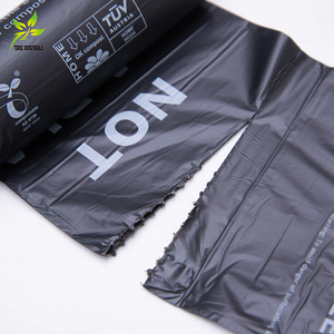 Cheap eco friendly compostable biodegradable 27L black bin liners with EN13432 BPI OK compost home ASTM D6400 certificates