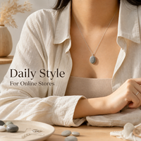 Collier avec pendentif en forme de galet argenté, chaîne texturée, fermoir réglable, bijoux pour femmes