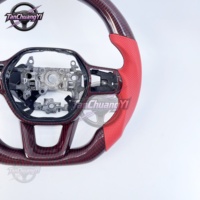 Expédition rapide d'usine avec volant de voiture en cuir perforé rouge et fibre de carbone pour Accord Civic CR-V 11e génération 2022-2025