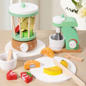 Ensemble de cuisine en bois pour enfants avec grille-pain, mixeur, blender et accessoires de jeu - Product Image 1