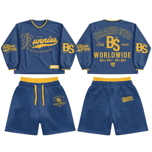 Ensemble deux pièces confortable avec service de personnalisation du logo, tissu respirant, t-shirt à manches longues et short décontractés pour homme - Product Image 4