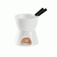 Ensemble de fondue en porcelaine au design moderne pour restaurant, mini chauffe-chocolat, pot à fondue au fromage et au beurre, brûleurs écologiques blancs