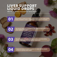 Mélange d'herbes pour le soutien hépatique, gouttes liquides, extrait composé de chardon-Marie et de choline, 60 ml, source végétale naturelle, complément nutritionnel