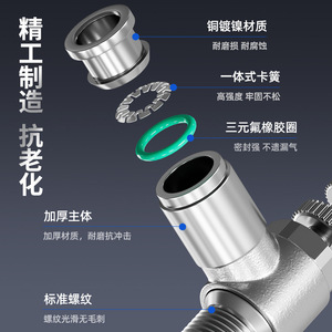 Pièces pneumatiques entièrement en cuivre nickelé, régulateur de vitesse, valve de débit unidirectionnelle, limiteur de débit, cylindre, valve d'accélération SL6-01/8-02/12-03 Air - Product Image 4