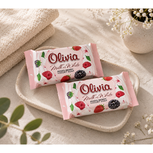 Mixed Berry Gentle Moisturizing Bar <b>Soap</b> with Glycerin and Lanolin for Daily Hand and Body Care 45 g Olivia Milk N White - Product Image 2
